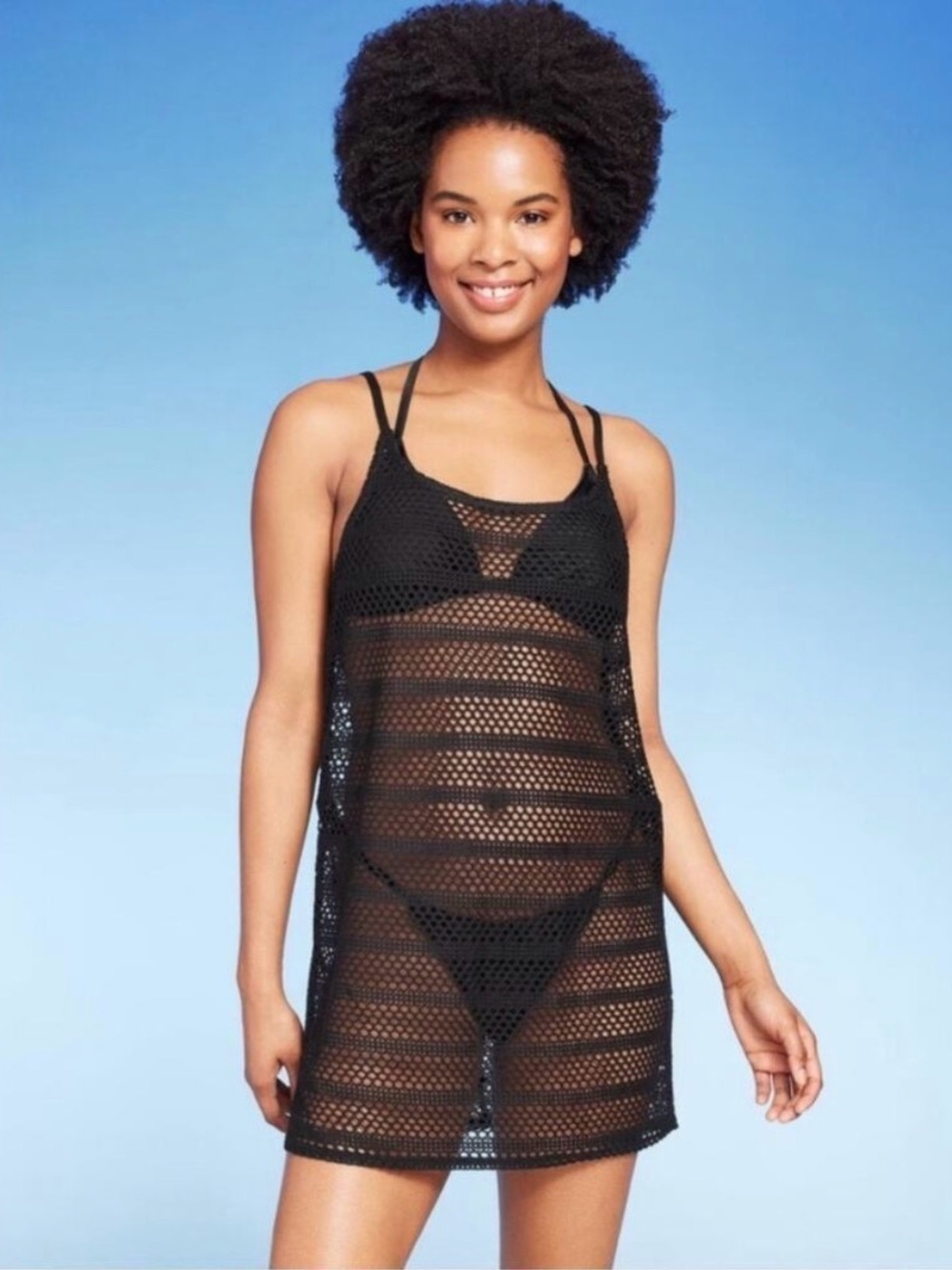 Black Crochet Swim Cover-Up Dress (NWT Size M)